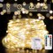 66ft 200 LED Battery Operated Outdoor String Lights, Warm White Fairy Lights with Remote, 8 Modes, Dimmable, Waterproof Twinkle Lights for Bedroom, Patio, Garden, Dorm, Fireplace, Xmas, Party, Indoor/Outdoor (Warm White)